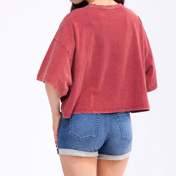 Graphic Cropped T-Shirt Loose Fit Oversized Boho Western Design - Picture 2 of 6